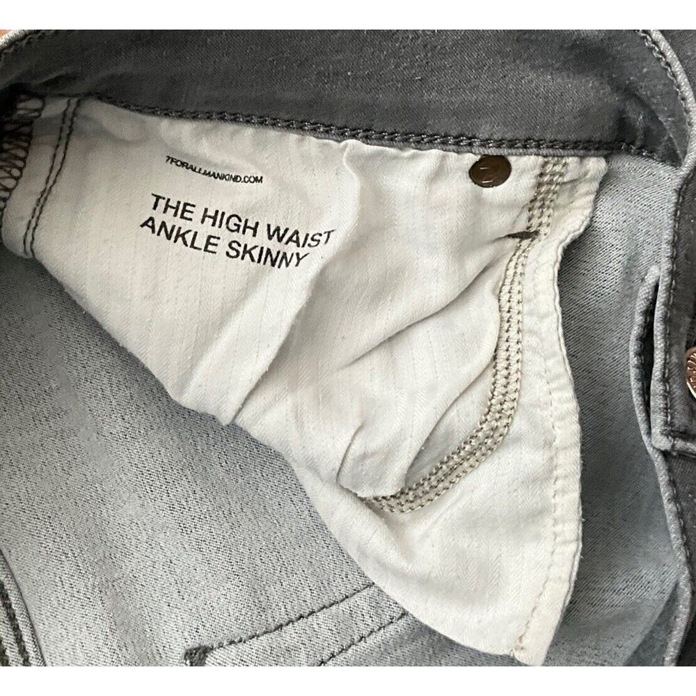 7 For All Mankind Jeans Size 33 B(Air) High Waist Ankle Skinny Gray Denim - Picture 8 of 9